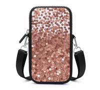 HETVBNS Rose Gold Glitter Cell Phone Bag with Detachable Strap, Aesthetic Mini Sling Bag Small Crossbody Bag for Phone