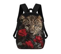 HETVBNS Rose Leopard Backpack for Women Men, Durable 600D Polyester Bookbag with Large Capacity, Lightweight 17 Inch Laptop Backpack Minimalism Casual Daypack for Work, Travel