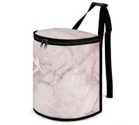 HETVBNS Rose Marble Car Trash Can with Lid, Leakproof Hanging Automotive Trash Bin, Waterproof Garbage Storage Bag for Vehicles, RV, Bathroom, Office