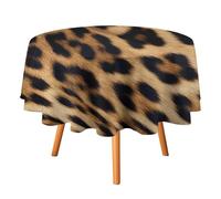 HETVBNS Rough Leopard Print Tablecloth, Wrinkle and Stain Resistant Polyester Round Tablecloth 36 x 36 Inch, Elegant Table Cover Decoration for Dinner Party Patio