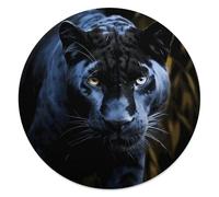 HETVBNS Round Panther with Blue Eyes Beach Blanket Yoga Mat Meditation Picnic Rug Modern Boho Throw Blanket Microfibre Cotton Picnic Towel Circular Tapestry FoHome Decor