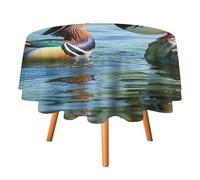 HETVBNS - Round Polyester Table Cloth for Water Play Wrinkle and Stain Resistant 60 x 60 Inch Elegant Table Cover Decor Table Cover for Dinner Party Patio