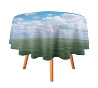 HETVBNS - Round Tablecloth Polyester with White Clouds Wrinkle and Stain Resistant 60 x 60 Inch Elegant Table Cover Decor for Dining Party Patio