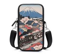 HETVBNS Sakura Train Cell Phone Bag with Detachable Strap, Aesthetic Mini Sling Bag Small Crossbody Bag for Phone