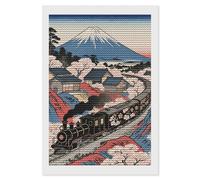 HETVBNS Sakura Train Diamond Painting Kits for Adults, Full Round Drill DIY Diamond Art for Beginners, 5D Gem Art and Crafts for Home Wall Decor 8"x12"