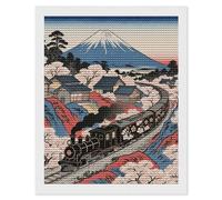 HETVBNS Sakura Train Diamond Painting Kits for Adults, Full Round Drill DIY Diamond Art for Beginners, 5D Gem Art and Crafts for Home Wall Decor 16"x20"