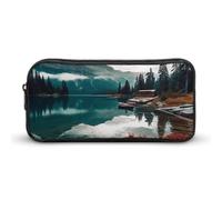 HETVBNS Scenic Lake Pencil Case Large Capacity Zipper Pouch, Durable Pencil Box Organizer, Portable Small Cosmetic Bag for Office, Travel