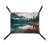 HETVBNS Scenic Lake Pet Hammock for Cats & Dogs, Soft Breathable Canvas Hanging Hammock with Adjustable Straps, Comfortable & Durable Hanging Bed for Small to Medium Pets