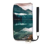 HETVBNS Scenic Lake Wallet, Elegant Wristlet Wallet with Multi-Card Slots, PU Leather Long Purse for Women, Men