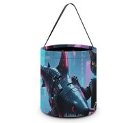 HETVBNS Science Fiction Cat Candy Bag Halloween Trick Or Treat Bucket 7.9x8.3in, Reusable Gift Bags for Party Holiday Wedding