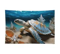 HETVBNS Sea Conch Shell Starfish Turtle Tapestry Wall Hanging - 40"x60" Aesthetic Tapestries Soft Polyester Wall Art Decor Large Tapestry for Bedroom Living Room Dorm Backdrop, Hanging Kit Included