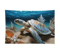 HETVBNS Sea Conch Shell Starfish Turtle Tapestry Wall Hanging - 60"x90" Aesthetic Tapestries Soft Polyester Wall Art Decor Large Tapestry for Bedroom Living Room Dorm Backdrop, Hanging Kit Included