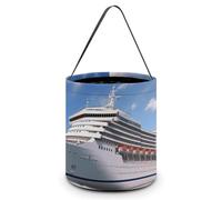 HETVBNS Seaside Cruise Ship Candy Bag Halloween Trick Or Treat Bucket 7.9x8.3in, Reusable Gift Bags for Party Holiday Wedding