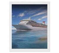 HETVBNS Seaside Cruise Ship Diamond Painting Kits for Adults, Full Round Drill DIY Diamond Art for Beginners, 5D Gem Art and Crafts for Home Wall Decor 16"x20"