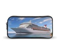 HETVBNS Seaside Cruise Ship Pencil Case Large Capacity, Durable Pencil Pouch Portable Small Cosmetic Bag with Metal Zipper, Simple Makeup Pouch Aesthetic Toiletry Bag for Travel Office