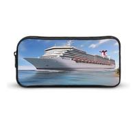 HETVBNS Seaside Cruise Ship Pencil Case Large Capacity Zipper Pouch, Durable Pencil Box Organizer, Portable Small Cosmetic Bag for Office, Travel
