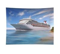 HETVBNS Seaside Cruise Ship Tapestry Wall Hanging - 30"x40" Aesthetic Tapestries Soft Polyester Wall Art Decor Large Tapestry for Bedroom Living Room Dorm Backdrop, Hanging Kit Included