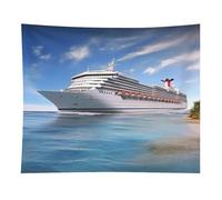 HETVBNS Seaside Cruise Ship Tapestry Wall Hanging - 50"x60" Aesthetic Tapestries Soft Polyester Wall Art Decor Large Tapestry for Bedroom Living Room Dorm Backdrop, Hanging Kit Included