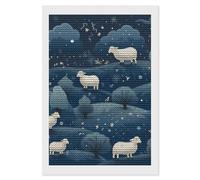 HETVBNS Sheep in The Night Diamond Painting Kits for Adults, Full Round Drill DIY Diamond Art for Beginners, 5D Gem Art and Crafts for Home Wall Decor 8"x12"
