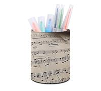 HETVBNS Sheet Music Pen Holder for Desk PU Leather Round Desk Organizer Multifunctional Makeup Brush Storage Aesthetic Desktop Supplies Stylish Pencil Holder for Office & Home