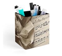 HETVBNS Sheet Music Pen Holder for Desk - PU Leather Square Desk Organizer Travel Makeup Brush Storage Stylish Pencil Holder Desktop Stationery Organizer for Office & Home