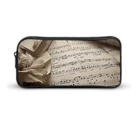 HETVBNS Sheet Music Pencil Case Large Capacity, Durable Pencil Pouch Portable Small Cosmetic Bag with Metal Zipper, Simple Makeup Pouch Aesthetic Toiletry Bag for Travel Office