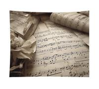 HETVBNS Sheet Music Tapestry Wall Hanging - 50"x60" Aesthetic Tapestries Soft Polyester Wall Art Decor Large Tapestry for Bedroom Living Room Dorm Backdrop, Hanging Kit Included
