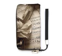 HETVBNS Sheet Music Wallet, Elegant Wristlet Wallet with Multi-Card Slots, PU Leather Long Purse for Women, Men