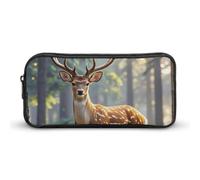 HETVBNS Sika Deer Pencil Case Large Capacity, Durable Pencil Pouch Portable Small Cosmetic Bag with Metal Zipper, Simple Makeup Pouch Aesthetic Toiletry Bag for Travel Office