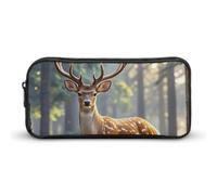 HETVBNS Sika Deer Pencil Case Large Capacity Zipper Pouch, Durable Pencil Box Organizer, Portable Small Cosmetic Bag for Office, Travel