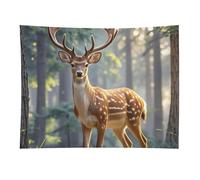 HETVBNS Sika Deer Tapestry Wall Hanging - 30"x40" Aesthetic Tapestries Soft Polyester Wall Art Decor Large Tapestry for Bedroom Living Room Dorm Backdrop, Hanging Kit Included