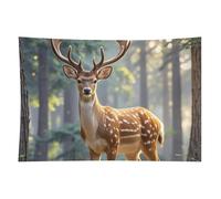 HETVBNS Sika Deer Tapestry Wall Hanging - 40"x60" Aesthetic Tapestries Soft Polyester Wall Art Decor Large Tapestry for Bedroom Living Room Dorm Backdrop, Hanging Kit Included