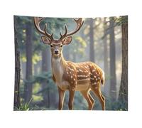 HETVBNS Sika Deer Tapestry Wall Hanging - 50"x60" Aesthetic Tapestries Soft Polyester Wall Art Decor Large Tapestry for Bedroom Living Room Dorm Backdrop, Hanging Kit Included