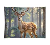 HETVBNS Sika Deer Tapestry Wall Hanging - 60"x80" Aesthetic Tapestries Soft Polyester Wall Art Decor Large Tapestry for Bedroom Living Room Dorm Backdrop, Hanging Kit Included