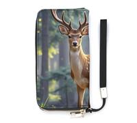 HETVBNS Sika Deer Wallet, Elegant Wristlet Wallet with Multi-Card Slots, PU Leather Long Purse for Women, Men
