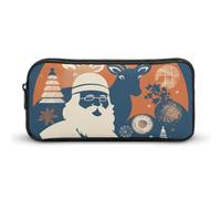 HETVBNS Silhouette Santa Claus Pencil Case Large Capacity, Durable Pencil Pouch Portable Small Cosmetic Bag with Metal Zipper, Simple Makeup Pouch Aesthetic Toiletry Bag for Travel Office