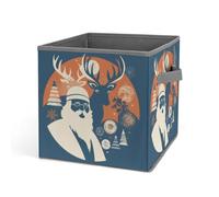 HETVBNS Silhouette Santa Claus Storage Bins 10.6 Inch, Oxford Fabric Foldable Storage Cube Organizer Basket with Handles, Fabric Bins for Closet Shelves, Toys, Clothes, Books, Bedroom