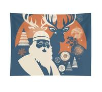 HETVBNS Silhouette Santa Claus Tapestry Wall Hanging - 30"x40" Aesthetic Tapestries Soft Polyester Wall Art Decor Large Tapestry for Bedroom Living Room Dorm Backdrop, Hanging Kit Included
