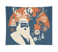 HETVBNS Silhouette Santa Claus Tapestry Wall Hanging - 50"x60" Aesthetic Tapestries Soft Polyester Wall Art Decor Large Tapestry for Bedroom Living Room Dorm Backdrop, Hanging Kit Included