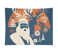 HETVBNS Silhouette Santa Claus Tapestry Wall Hanging - 60"x80" Aesthetic Tapestries Soft Polyester Wall Art Decor Large Tapestry for Bedroom Living Room Dorm Backdrop, Hanging Kit Included