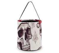 HETVBNS Sketchy Skulls Candy Bag Halloween Trick Or Treat Bucket 7.9x8.3in, Reusable Gift Bags for Party Holiday Wedding