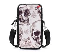 HETVBNS Sketchy Skulls Cell Phone Bag with Detachable Strap, Aesthetic Mini Sling Bag Small Crossbody Bag for Phone