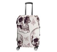 HETVBNS Sketchy Skulls Luggage Cover, Elastic Luggage Protector Fits 19-32in Suitcases, Washable & Anti-Scratch Suitcase Cover for Men Women, style, Small, Classic