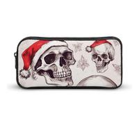 HETVBNS Sketchy Skulls Pencil Case Large Capacity, Durable Pencil Pouch Portable Small Cosmetic Bag with Metal Zipper, Simple Makeup Pouch Aesthetic Toiletry Bag for Travel Office