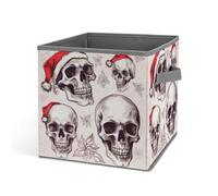 HETVBNS Sketchy Skulls Storage Bins 10.6 Inch, Oxford Fabric Foldable Storage Cube Organizer Basket with Handles, Fabric Bins for Closet Shelves, Toys, Clothes, Books, Bedroom