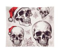 HETVBNS Sketchy Skulls Tapestry Wall Hanging - 50"x60" Aesthetic Tapestries Soft Polyester Wall Art Decor Large Tapestry for Bedroom Living Room Dorm Backdrop, Hanging Kit Included