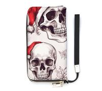 HETVBNS Sketchy Skulls Wallet, Elegant Wristlet Wallet with Multi-Card Slots, PU Leather Long Purse for Women, Men
