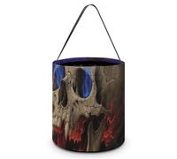 HETVBNS Skull Candy Bag Halloween Trick Or Treat Bucket 7.9x8.3in, Reusable Gift Bags for Party Holiday Wedding
