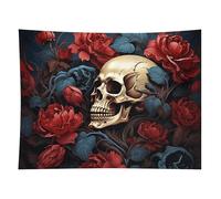 HETVBNS Skull Image Poster Tapestry Wall Hanging - 60"x80" Aesthetic Tapestries Soft Polyester Wall Art Decor Large Tapestry for Bedroom Living Room Dorm Backdrop, Hanging Kit Included
