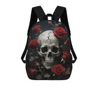 HETVBNS Skull Rose Backpack for Women Men, Durable 600D Polyester Bookbag with Large Capacity, Lightweight 17 Inch Laptop Backpack Minimalism Casual Daypack for Work, Travel